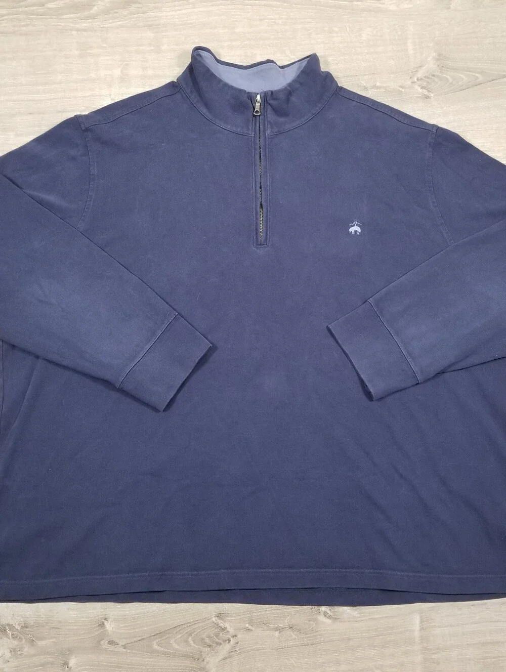 Brooks Brothers Quarter Zip Pullover Sweater Blue Mens 3XL Golf Casual Cotton